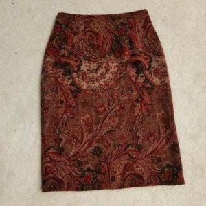 Paisley Print Pencil Skirt